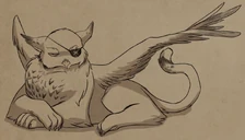 A gryphon missing its eye, which was used by Claudia for a spell