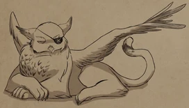 A gryphon missing its eye, which was used by Claudia for a spell[1]