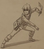 Callum posing with a boomerang like Sokka in The Last Airbender[23]