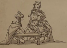 Lujanne challenging her illusion to a match of arm wrestling[14]