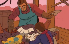 Allen helping rebuild the Moonhenge in "Through the Moon"[9]