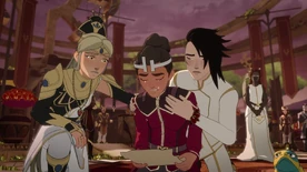 Aanya and Amaya comfort the weeping Ezran[8]