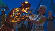 Lucia is burned by the furious Yonnis[1]