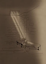 Ezran in his prison cell[12]