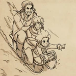 The brothers, Bait, and Harrow sledding[6]