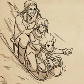 Harrow sledding with Callum and Ezran