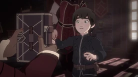 Young Callum receiving his sketchbook[39]