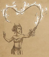 A Sunfire Elf flame ribbon dancer