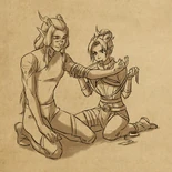 Rayla patching up Runaan[56]