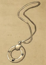 Callum's Ocean amulet sporting the "Aquis Spirare Faucibus" runes[41]