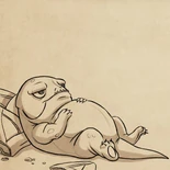 A full Bait resting his head on a pile of jelly tarts[5]