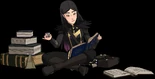 Claudia reading in official character art[1]