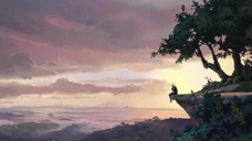 Rayla sitting on the edge of a cliff