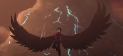 Callum with wings gained from "Manus. Pluma. Volantus."