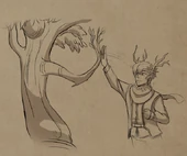 "Elf Callum" high-fiving a tree