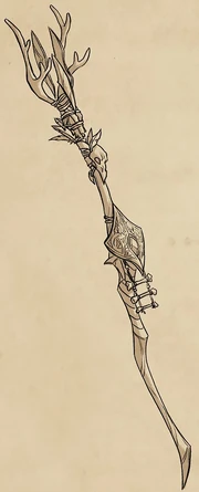 The relic staff decorated with talismans