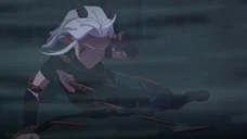 Callum aids Rayla by blowing the leeches off of her