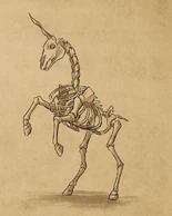 A unicorn skeleton rearing[57]