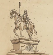 Sarai's statue covered by snow