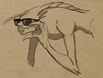 An earthen creature with sunglasses[34]
