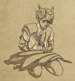 Terry cradling one of the Being's wings[46]