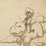 Ezran on the back of a dream taffy hippopotamus[6]