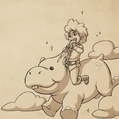 Ezran eating the taffy hippopotamus