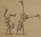 Ezran and Rayla doing cartwheels