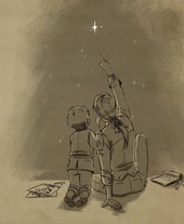 Young Callum stargazing with Damian