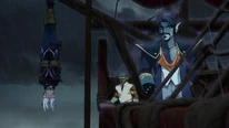 Finnegrin overlooking Rayla being suspended off of Sea Legs[2]