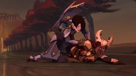 Janai is restrained by Amaya to protect her after she lost Khessa[14]