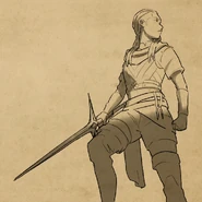 A statue of the Orphan Queen holding the Nova Blade[4]