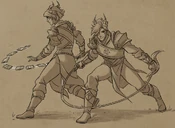 Tiadrin and Lain fighting for Zym's egg