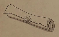 Harrow's scroll sealed with the Katolian emblem