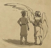 Astrid using her left wing to provide shade for Kosmo[49]