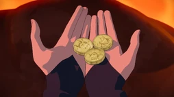 Rayla comes into the possession of the coins containing her family[3]