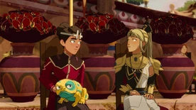 Aanya, Ezran, and Bait attending Amaya and Janai's wedding[7]