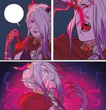 Kim'dael consumes blood in "Bloodmoon Huntress"[4]