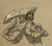 Soren and Corvus wearing mushroom caps[47]