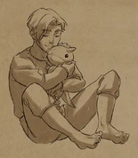 Soren hugging a dragon plushy[33]