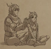 Ethari braiding Rayla's hair