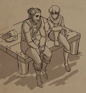 Callum and Harrow spending time at a dock