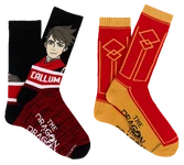 Two pairs of crew socks of Callum and his scarf design[28][29]