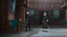 The Librarian scolds Callum for getting angry at a magicked book about Aaravos