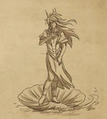 Aaravos mimicking the Birth of Venus painting[14]