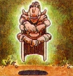 Artwork of the Hero using a spell outside for the original Dragon Quest.