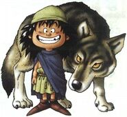 Ruff and his adoptive wolf mother.