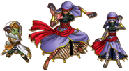 A Dwarf, Ogre, and Elf as Fortune Tellers in Dragon Quest X.