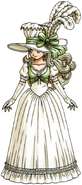 Anlucia in a green and white Noblewomen's dress.