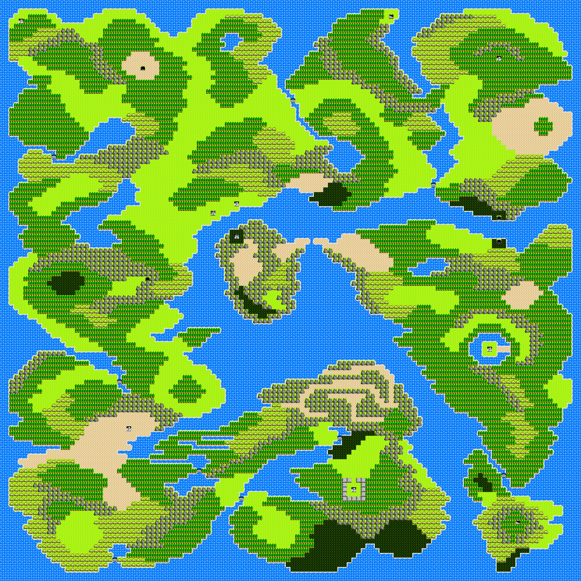 Dragon Quest I & II DQ1: Dragonlord's Castle Map Map for Super